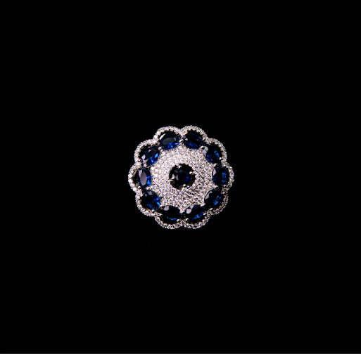 Royal Blue Floral Statement Ring for Women